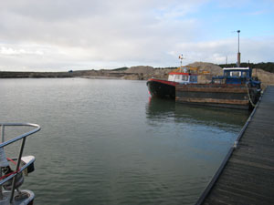 Vlieland in de richting van het havengebouw